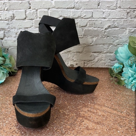 VINCE CAMUTO Black Kresta Platform Wedge Sandals 10M Women’s - Picture 6 of 8